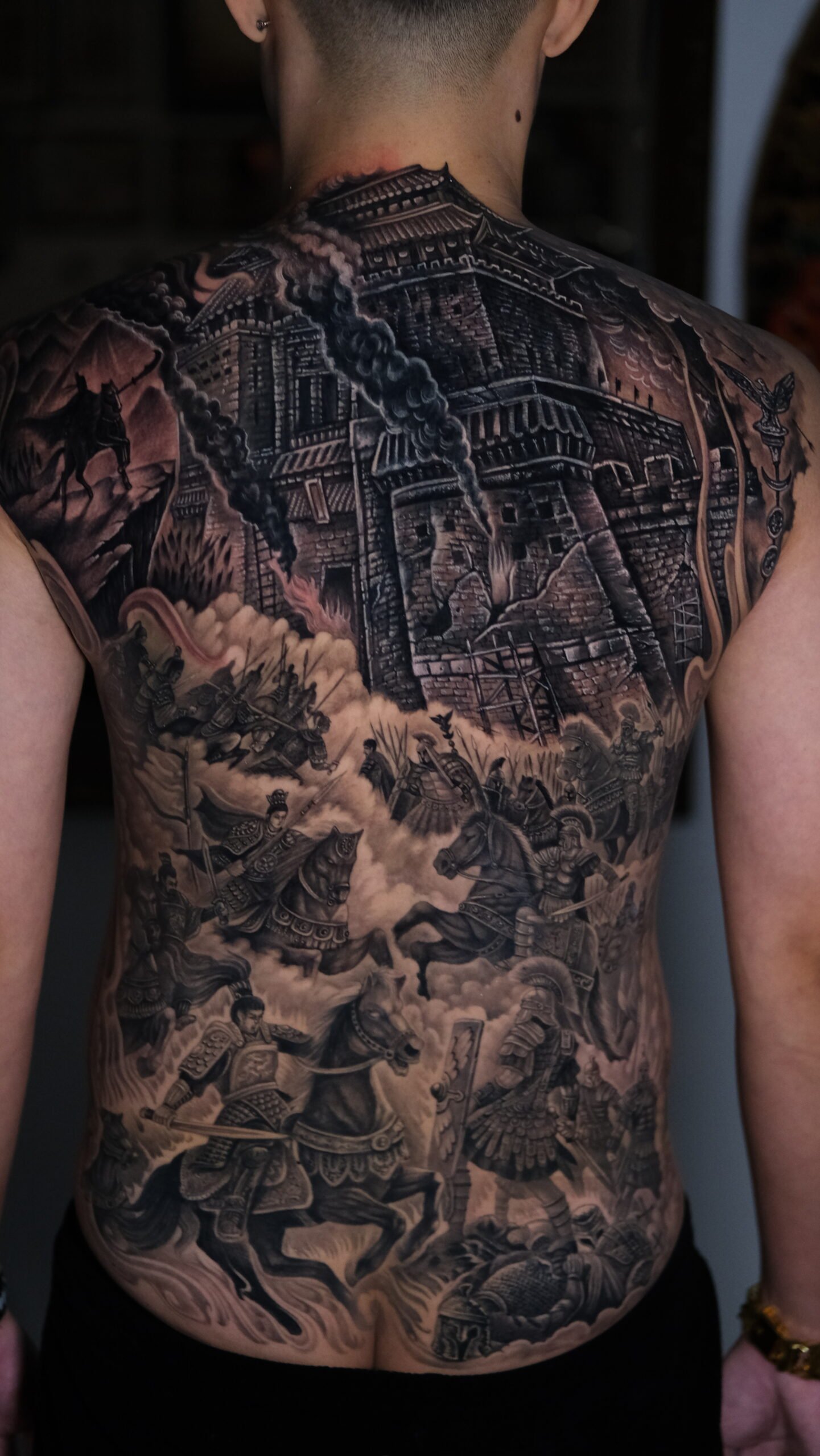 Large back tattoo by Thuong Nguyen at Overthink-Ink Saigon