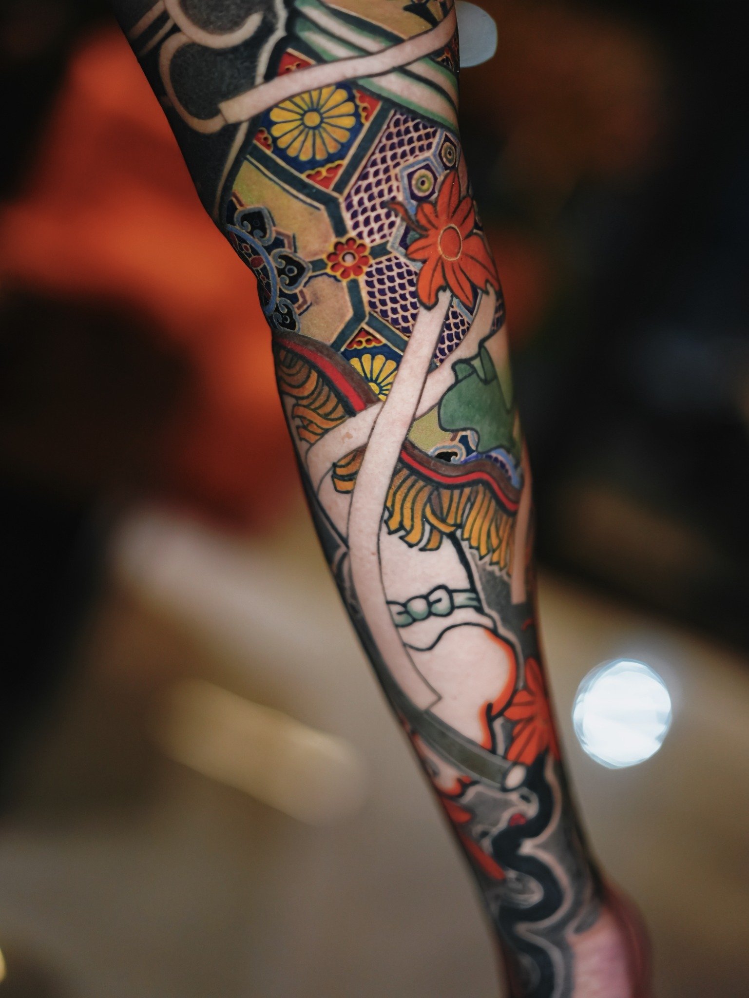 Japanese color sleeve detail by Dao Kim Duy at Overthink-Ink Saigon