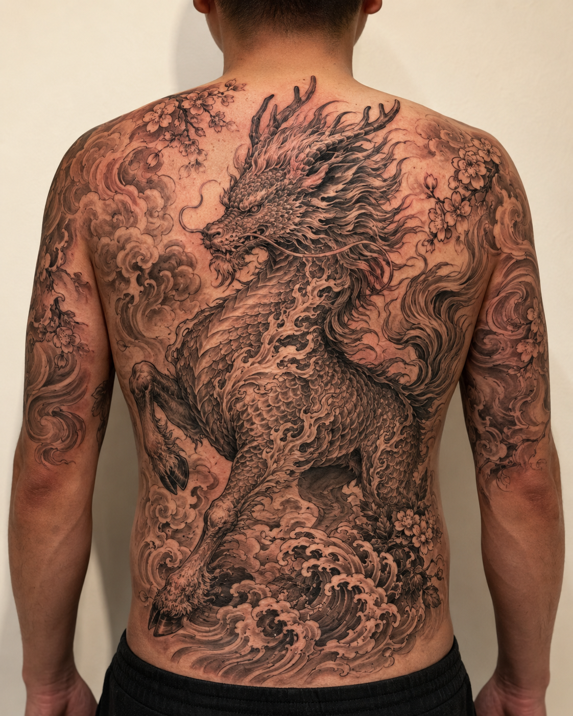 Asian Neo-Traditional tattoo detail by Luca at Overthink-Ink Saigon