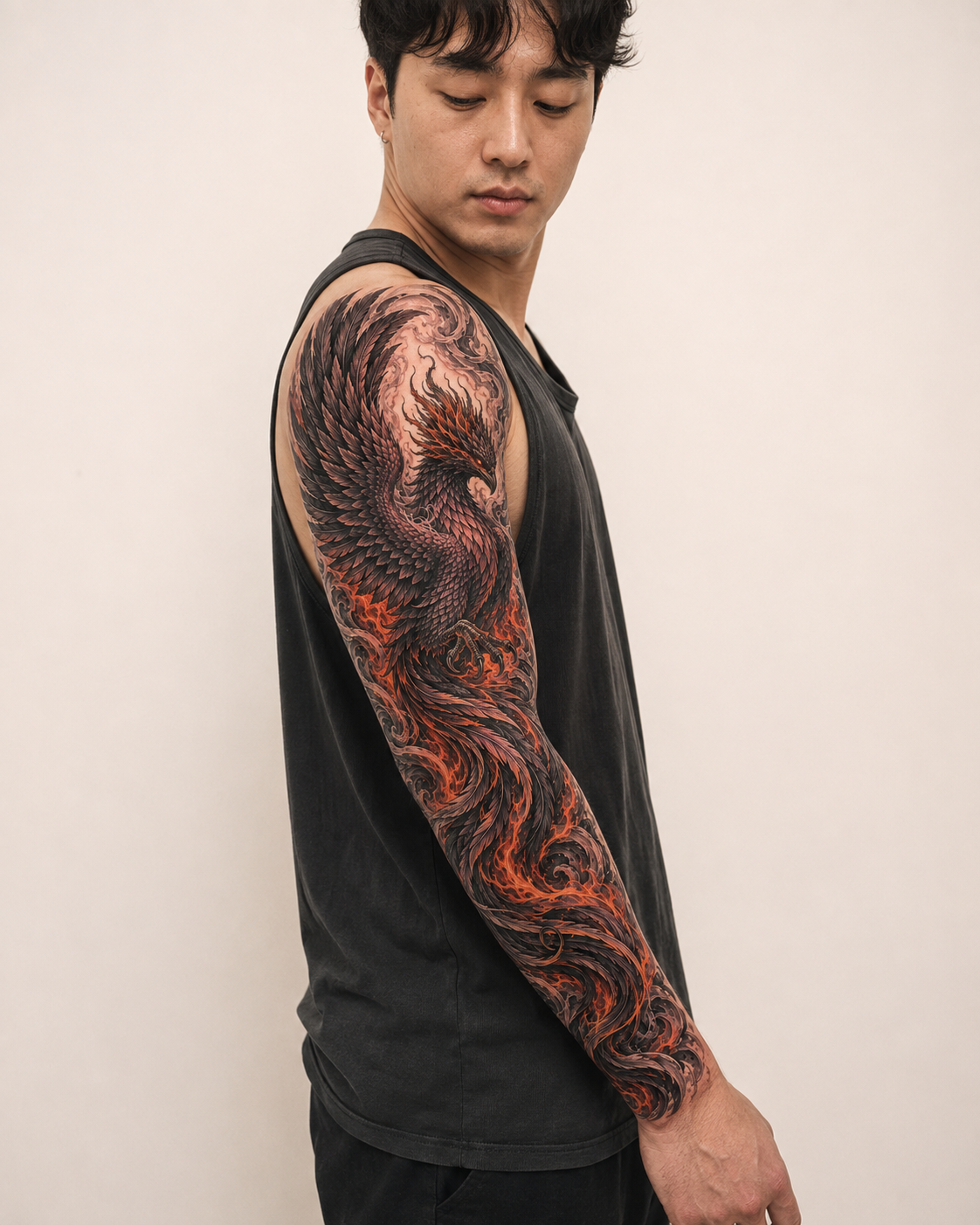 Asian-inspired custom tattoo by Luca at Overthink-Ink Saigon