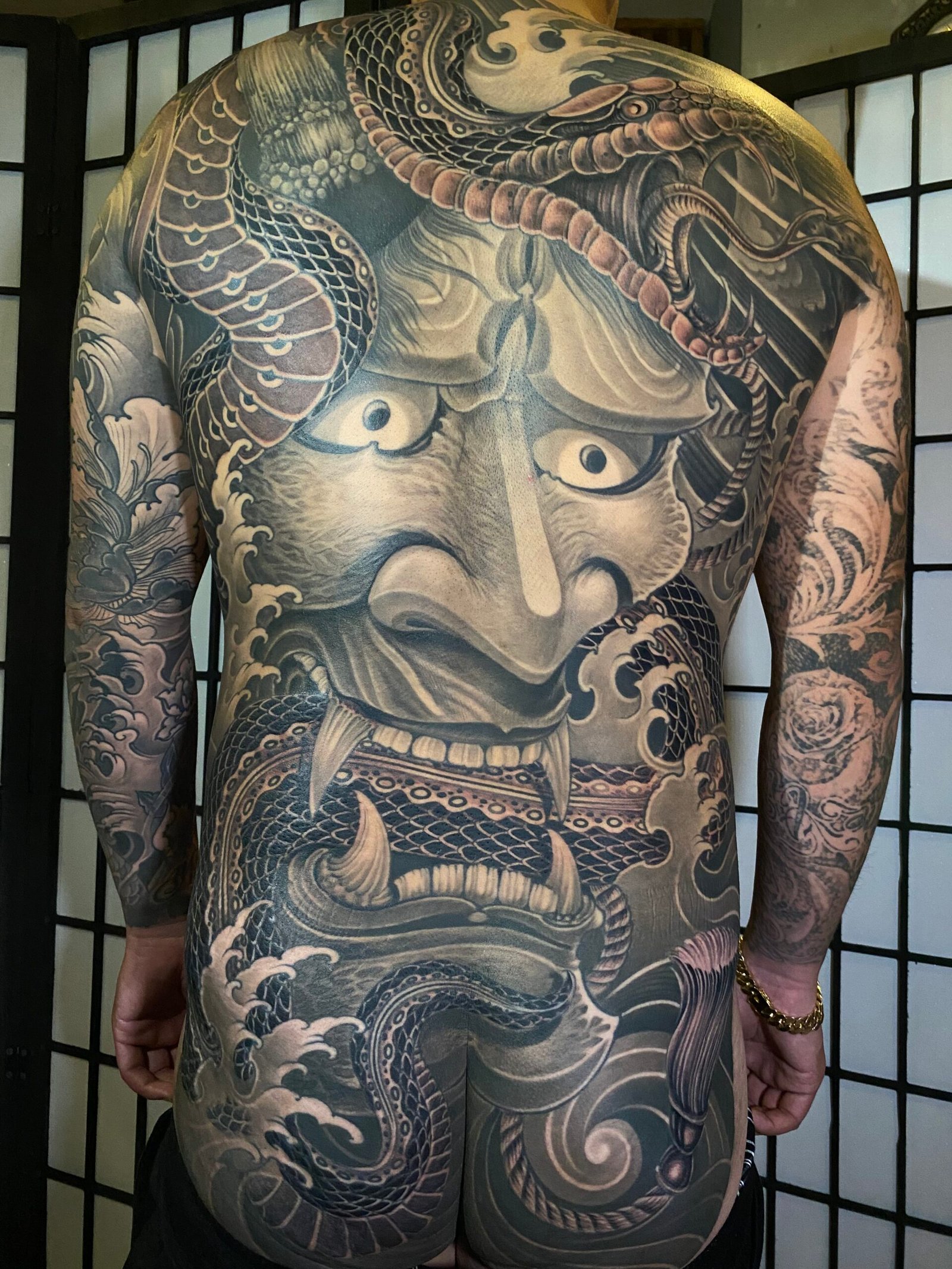 Large Asian tattoo by Thuong Nguyen at Overthink-Ink Saigon