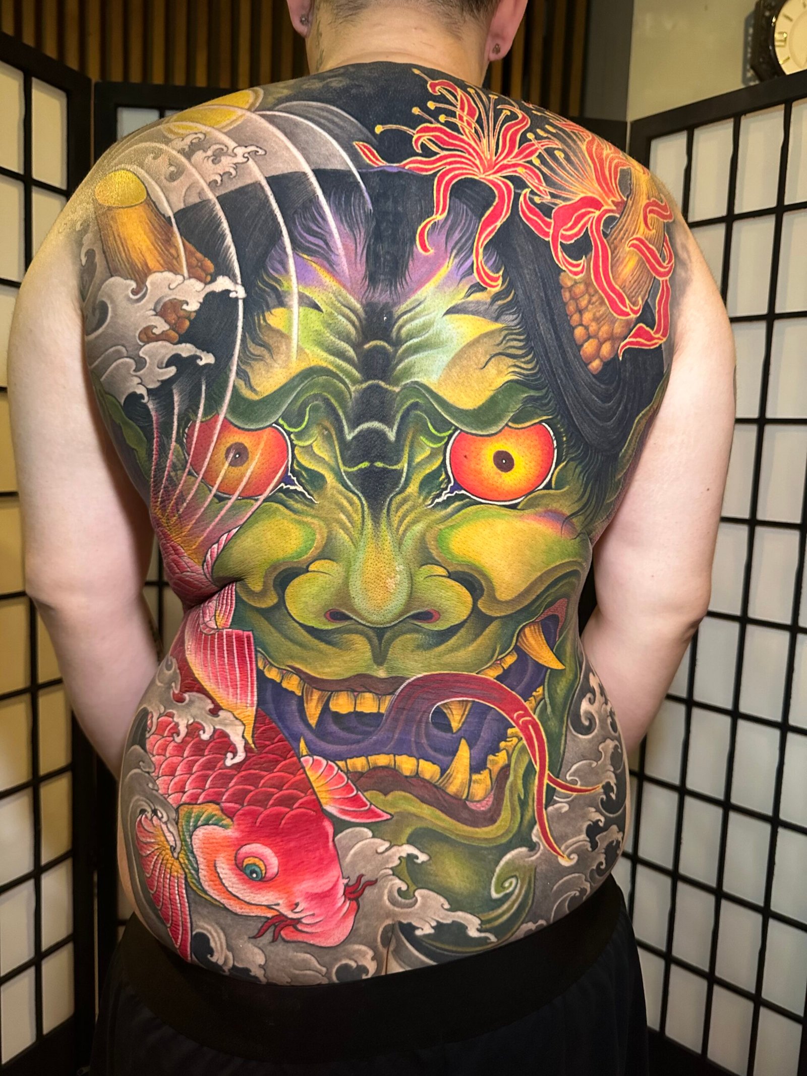 Color Japanese chest tattoo by Thuong Nguyen at Overthink-Ink Saigon